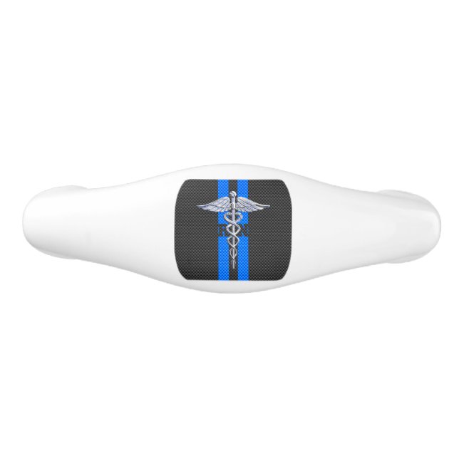Registered Nurse RN Silver Caduceus Ceramic Drawer Pull (Front)