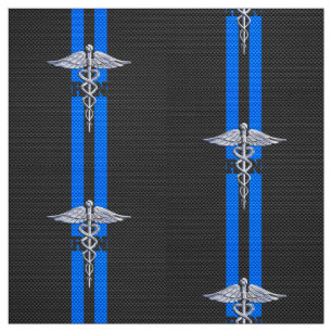 Registered Nurse RN Silver Caduceus Fabric