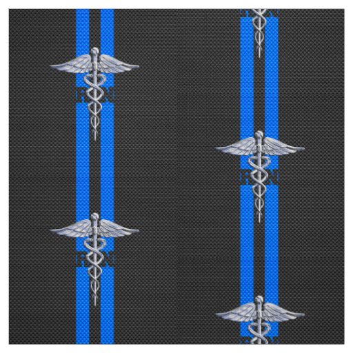 Registered Nurse RN Silver Caduceus Fabric