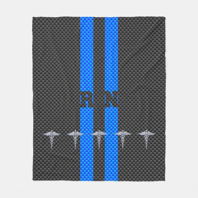 Registered Nurse RN Silver Caduceus Fleece Blanket (Front)