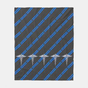 Registered Nurse RN Silver Caduceus Fleece Blanket