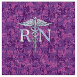 Registered Nurse RN Silver Caduceus Fuchsia Camo Fabric
