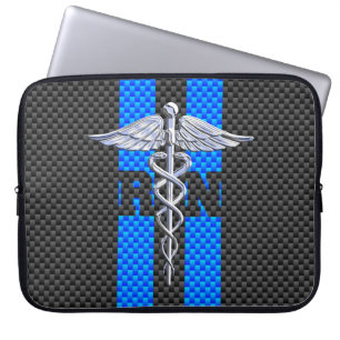 Registered Nurse RN Silver Caduceus Laptop Sleeve