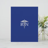 Registered Nurse RN Silver Caduceus Navy Blue deco (Standing Front)