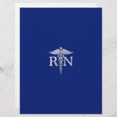 Registered Nurse RN Silver Caduceus Navy Blue deco (Front/Back)