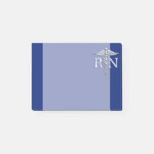 Registered Nurse RN Silver Caduceus Navy Blue deco Post-it Notes