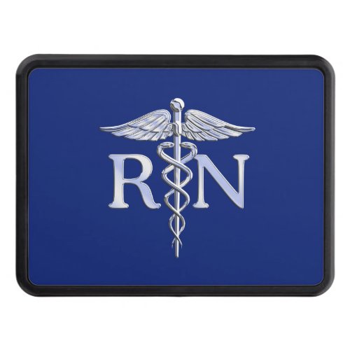 Registered Nurse RN Silver Caduceus Navy Blue deco Trailer Hitch Cover
