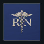 Registered Nurse RN Silver Caduceus Navy Blue deco Wood Wall Decor<br><div class="desc">The Symbolic Chrome Like Caduceus Medical Symbol design presented here on a navy blue background. The caduceus snakes is designed to look like it is made of chrome. Good for a graduation occasion, a statement for your profession, or for a gift with that medical look your are looking for. Here's...</div>