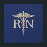 Registered Nurse RN Silver Caduceus Navy Blue deco Wood Wall Decor<br><div class="desc">The Symbolic Chrome Like Caduceus Medical Symbol design presented here on a navy blue background. The caduceus snakes is designed to look like it is made of chrome. Good for a graduation occasion, a statement for your profession, or for a gift with that medical look your are looking for. Here's...</div>