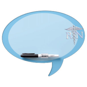 Registered Nurse RN Silver Caduceus on Baby Blue Dry-Erase Board