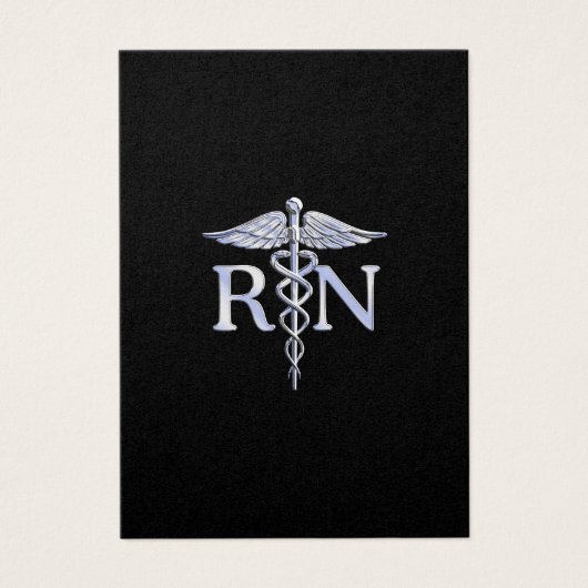 Registered Nurse RN Silver Caduceus on Black (Front)