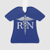 Registered Nurse RN Silver Caduceus on Navy Blue