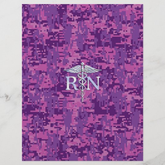 Registered Nurse RN Silver Caduceus on Pink Camo (Front)