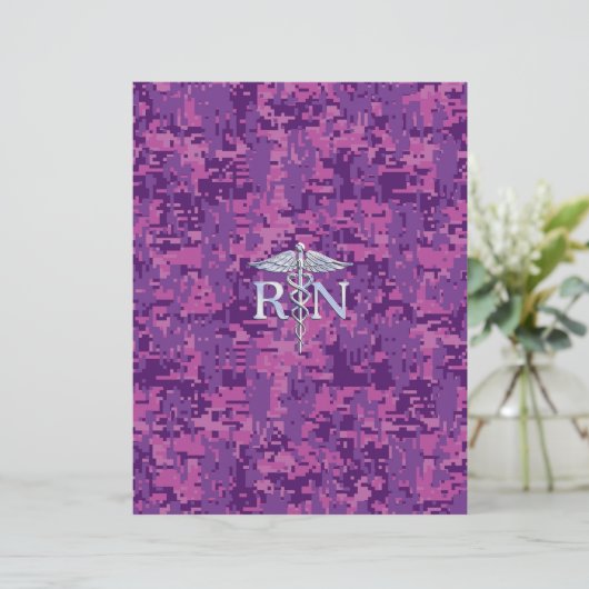 Registered Nurse RN Silver Caduceus on Pink Camo (Standing Front)