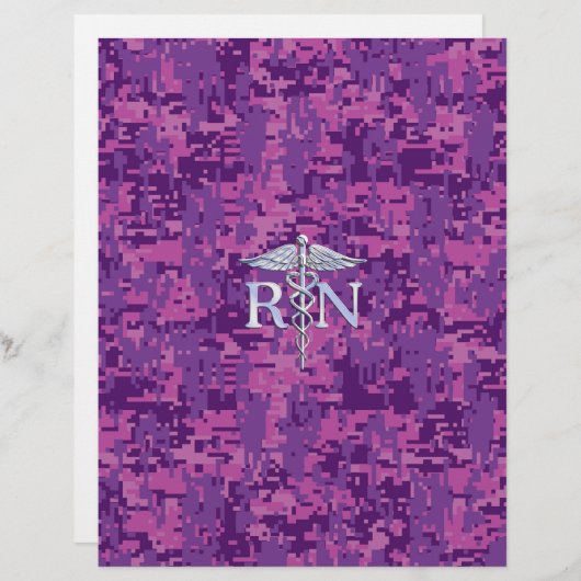 Registered Nurse RN Silver Caduceus on Pink Camo (Front/Back)