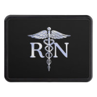 Registered Nurse RN Silver Caduceus Snakes Black