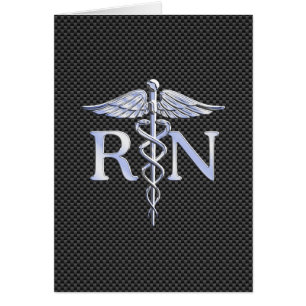 Registered Nurse RN Silver Caduceus Snakes Cards
