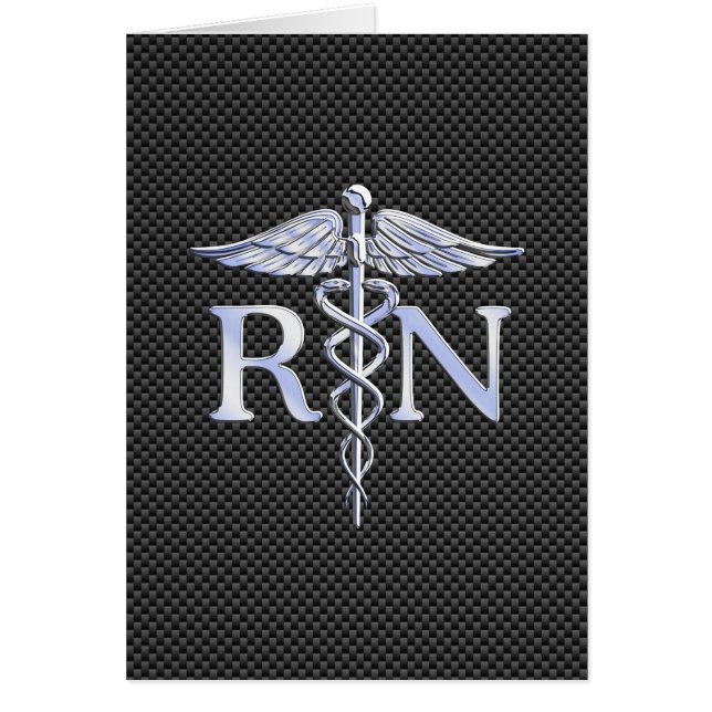 Registered Nurse RN Silver Caduceus Snakes Cards (Front)