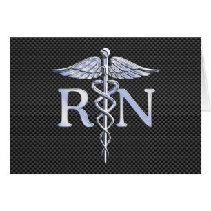 Registered Nurse RN Silver Caduceus Snakes Cards