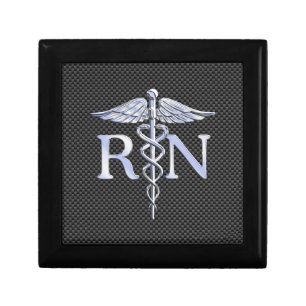 Registered Nurse RN Silver Caduceus Snakes Keepsake Box