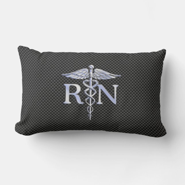 Registered Nurse RN Silver Caduceus Snakes Lumbar Pillow (Front)