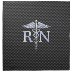 Registered Nurse RN Silver Caduceus Snakes Napkin