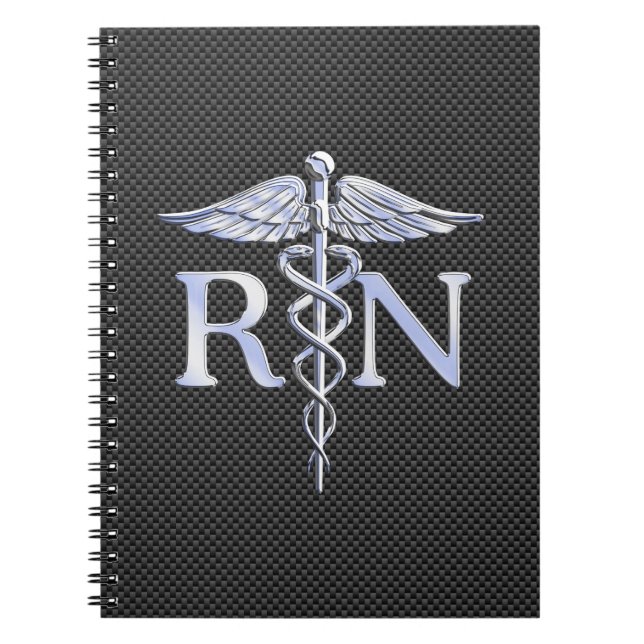 Registered Nurse RN Silver Caduceus Snakes Notebook (Front)