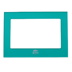 Registered Nurse RN Stylish Caduceus on Turquoise Magnetic Frame