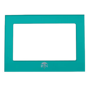 Registered Nurse RN Stylish Caduceus on Turquoise Magnetic Frame