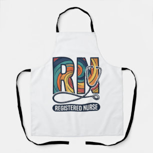 Registered Nurse RN Vintage Rainbow Vector Design_ Apron