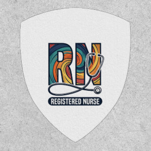 Registered Nurse RN Vintage Rainbow Vector Design_ Patch