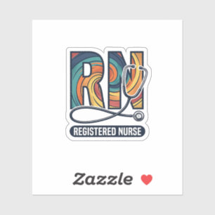 Registered Nurse RN Vintage Rainbow Vector Design_ Sticker