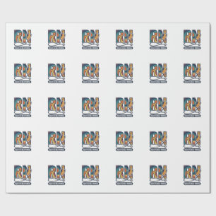 Registered Nurse RN Vintage Rainbow Vector Design_ Wrapping Paper