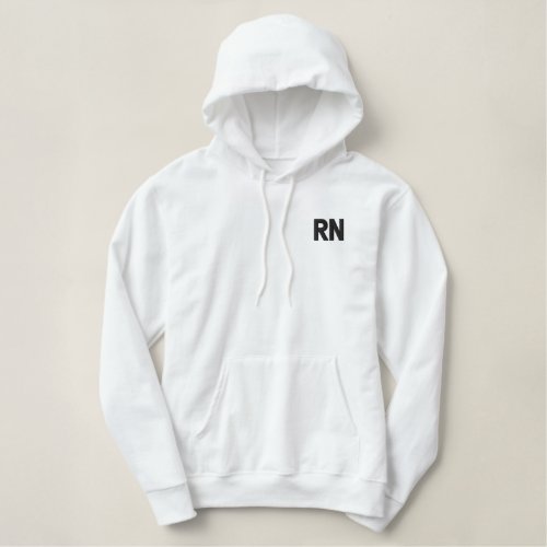 Registered Nurse RN White Black Embroidered Hoodie