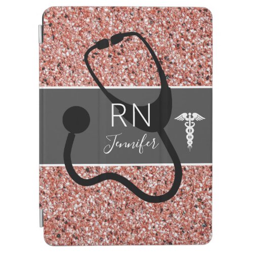 Registered Nurse Rose Gold Glitter Personalized iPad Air Cover