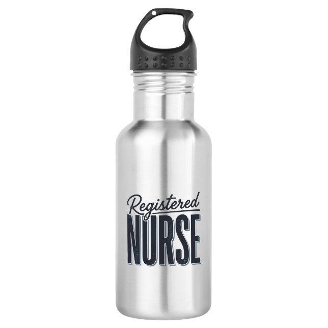 Registered Nurse Script Typography Vector Design_1 Stainless Steel Water Bottle (Front)