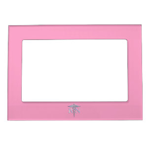 Registered Nurse Silver Caduceus Light Pink Decor Magnetic Photo Frame