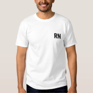 Registered Nurse Simple White Black Embroidered T-Shirt