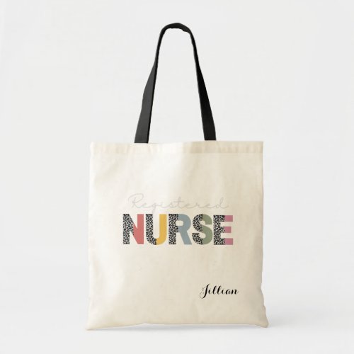 Registered Nurse Split Leopard Print Personalized Tote Bag