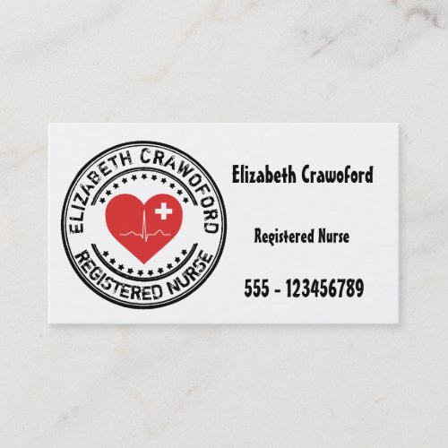 Registered Nurse Stamp Heart ECG With Your Name Business Card