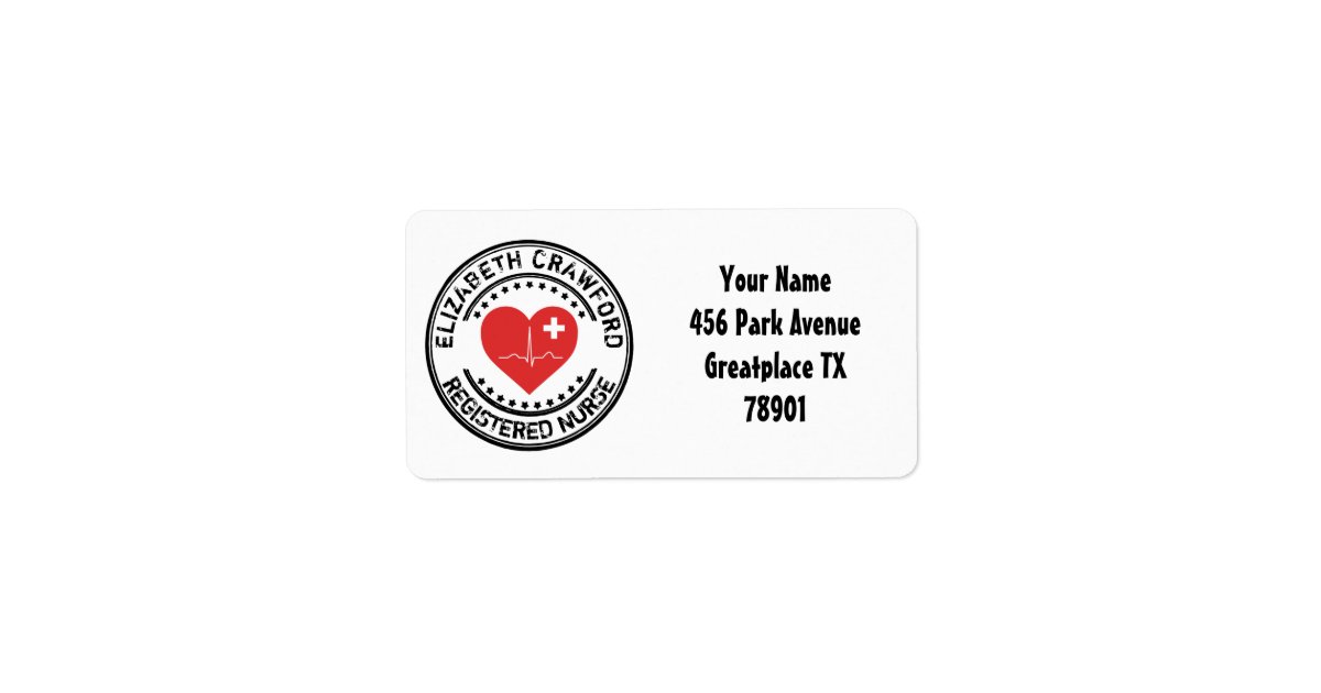 Registered Nurse Stamp Heart ECG With Your Name Label | Zazzle