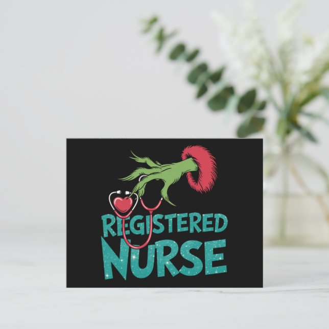 Registered Nurse Stethoscope Santa Elf Christmas  Holiday Postcard (Standing Front)
