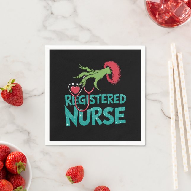 Registered Nurse Stethoscope Santa Elf Christmas  Napkins (Insitu)