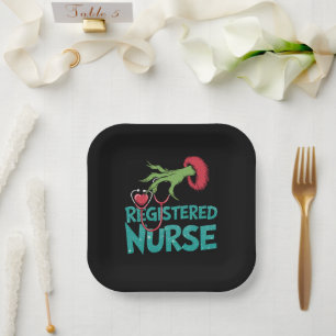 Registered Nurse Stethoscope Santa Elf Christmas  Paper Plates