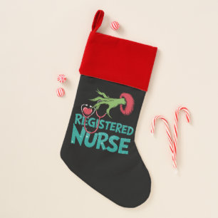 Registered Nurse Stethoscope Santa Elf Christmas  Stocking