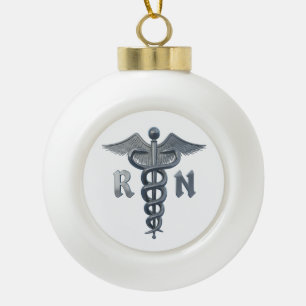 Registered Nurse Symbol Ceramic Ball Christmas Ornament
