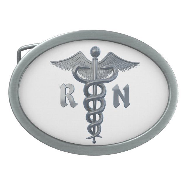 Registered Nurse Symbol Oval Belt Buckle (Front)