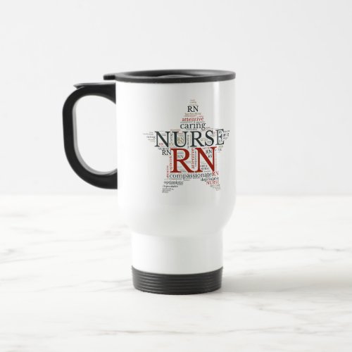 Registered Nurse Travel Mug  RN Star Word Art