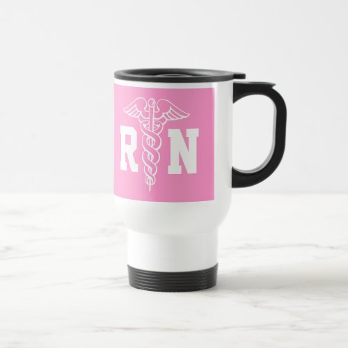 Registered Nurse travel mug  RN with caduceus