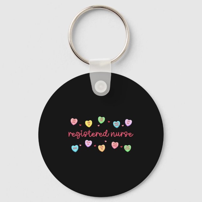 Registered Nurse Valentines Candy Heart Healthcare Keychain (Front)